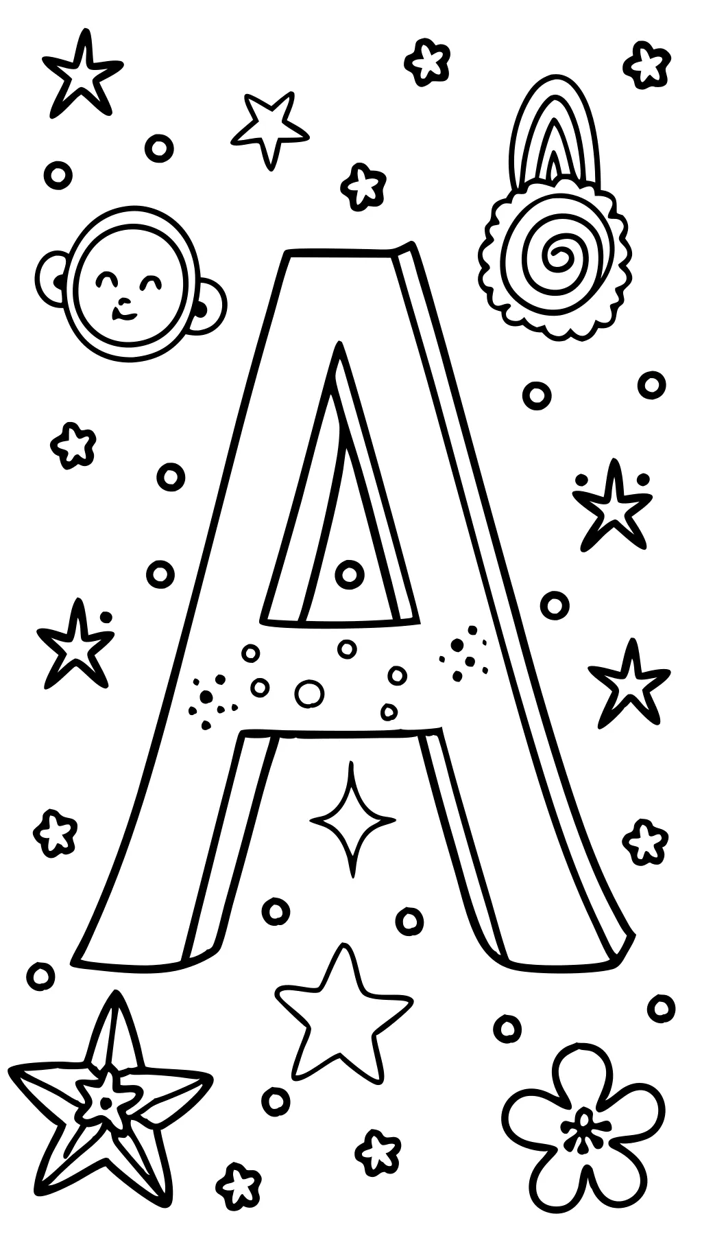 coloring page of letter a